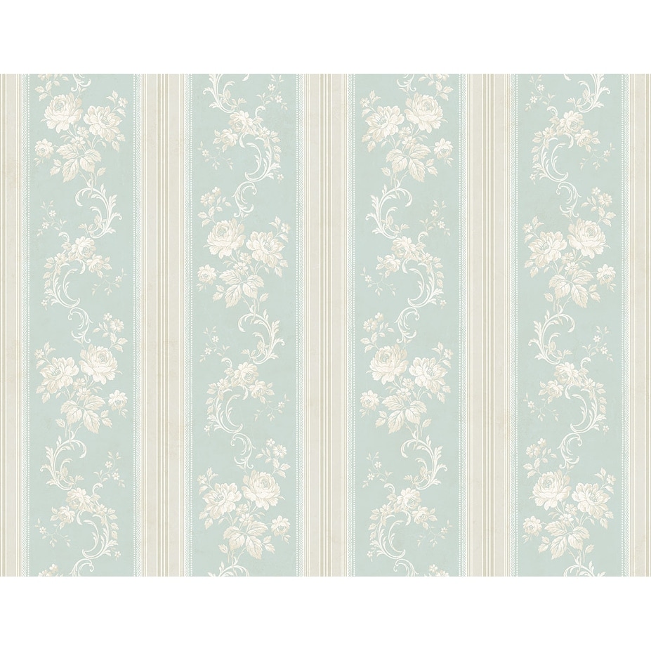 Seabrook Designs Olette Floral Stripe Unpasted Wallpaper