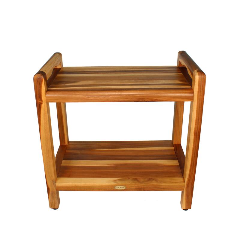 EcoDecors Eleganto EarthyTeak 24" Teak Shower Bench, LiftAide Arms