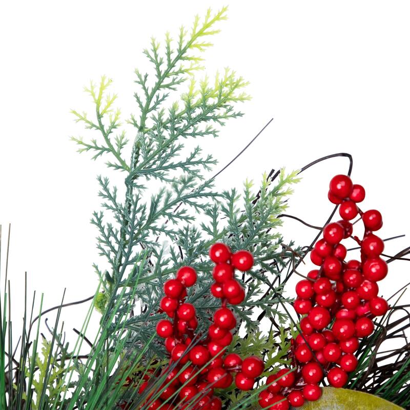 24" Autumn Harvest Mixed Berry, Pine Nut Thanksgiving Wreath - Unlit