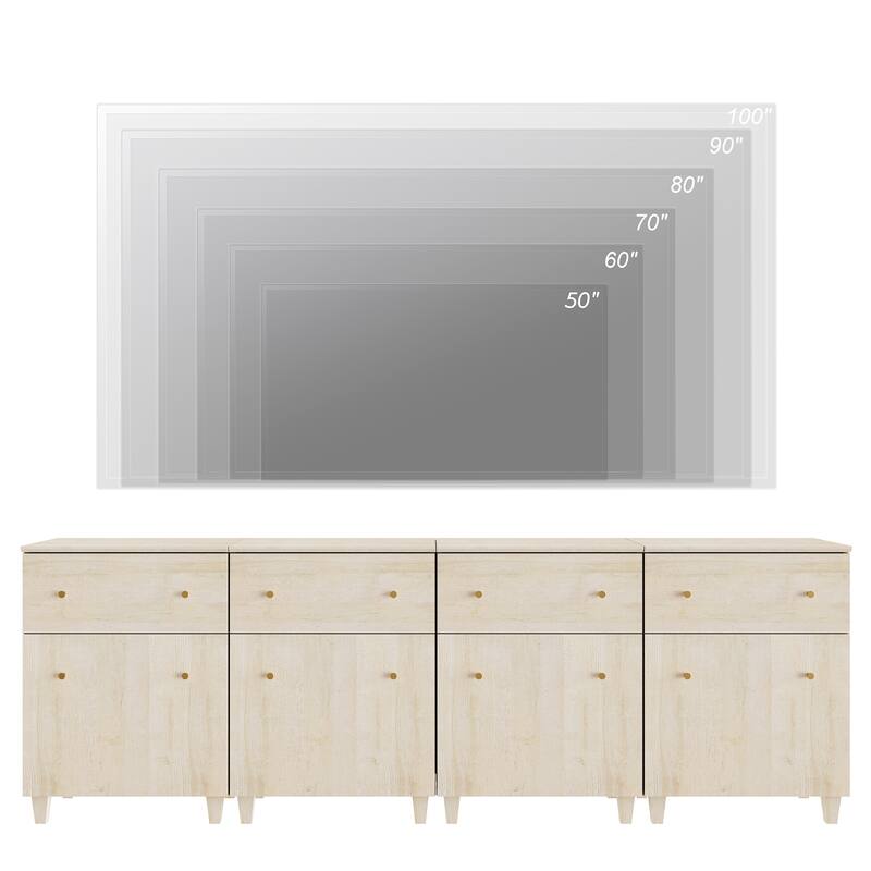 WAMPAT Modern TV Cabinet Stand with Drawers and Door