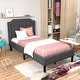 preview thumbnail 4 of 14, Linen Twin Upholstered Platform Bed with Frame Headboard Mattress Foundation