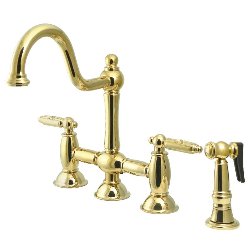 Kingston Brass Restoration Bridge Kitchen Faucet with Brass Sprayer
