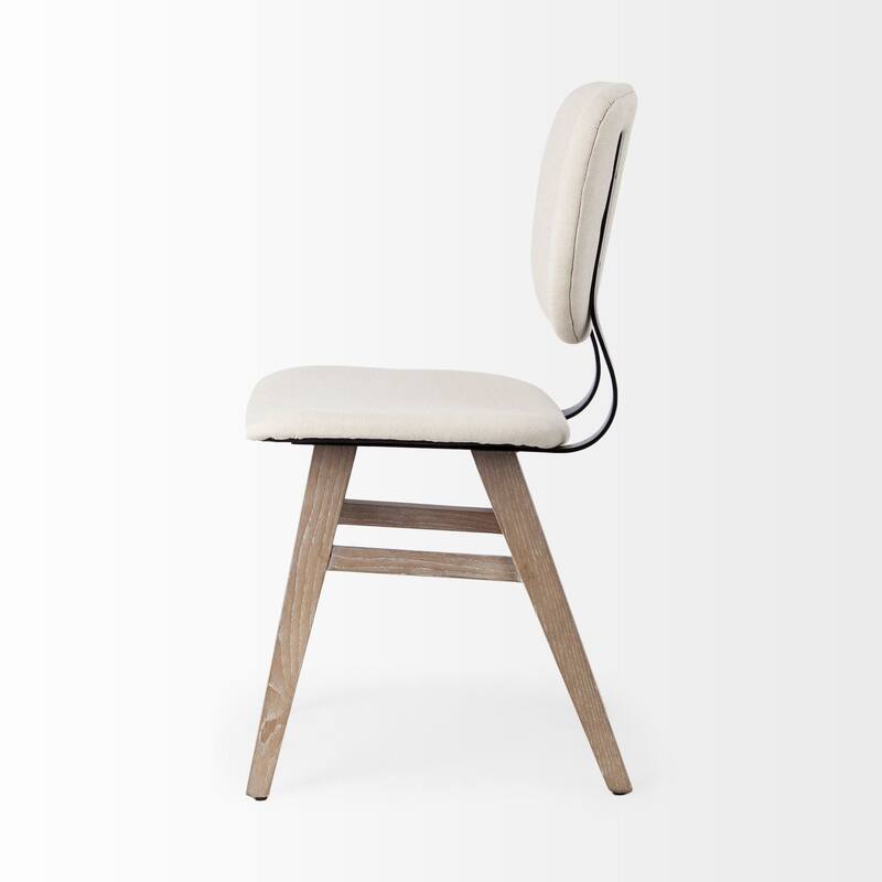 Haden Cream Fabric Wrap With Brown Solid Wood Base Dining Chair (Set of 2) - 18.5L x 18.5W x 33.3H
