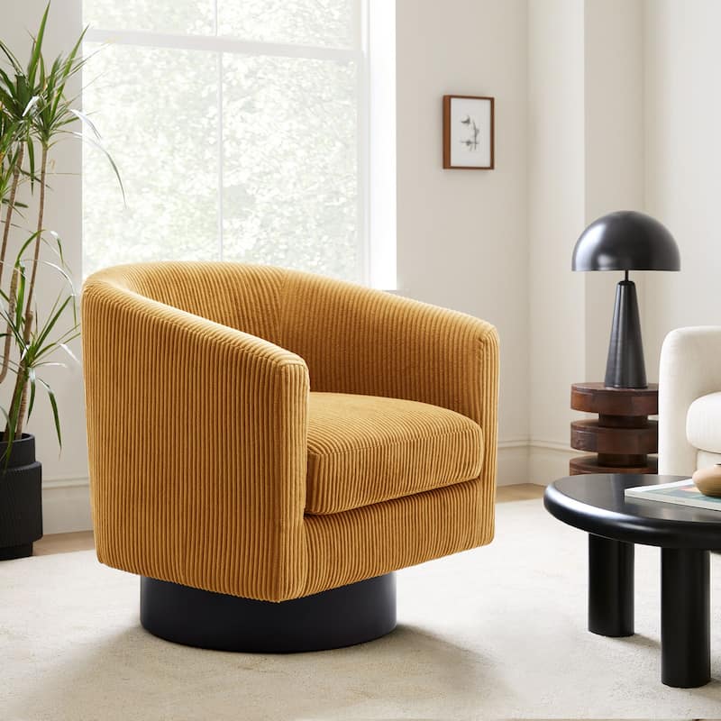 Modern 360° Swivel Corduroy Accent Chair Barrel Armchair