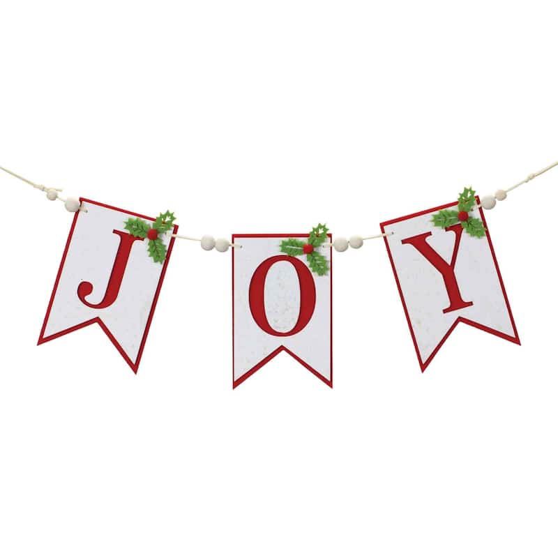 "Joy" Christmas Banner Garland - 21" x 19" - Unlit