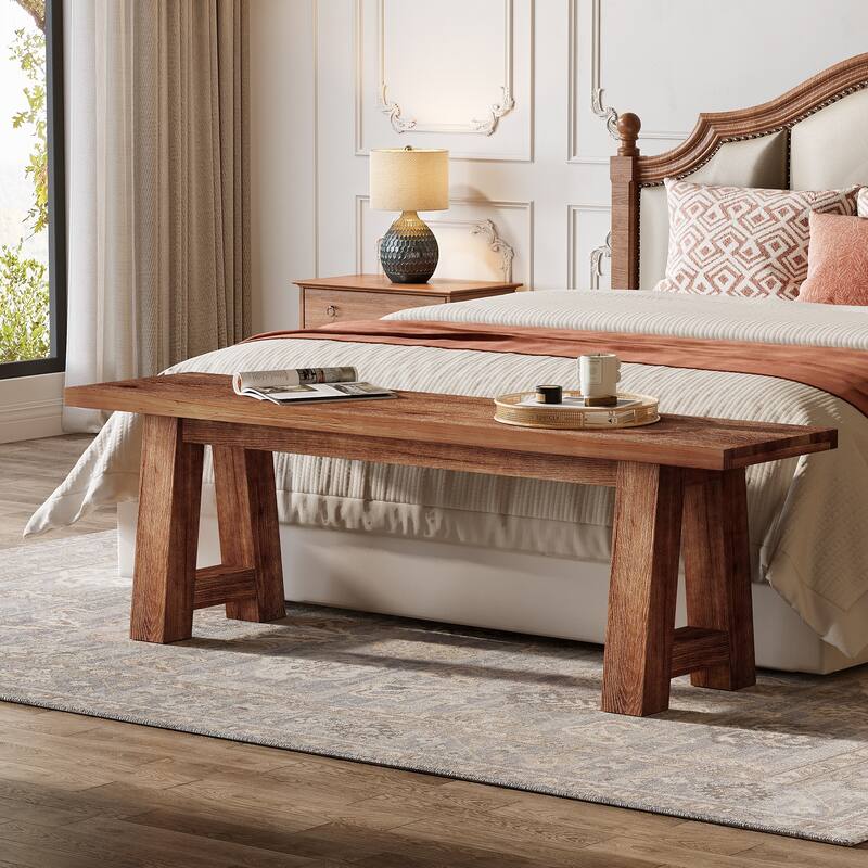 55" Farmhouse Long Bench for Entryway, Dining Room, Hallway