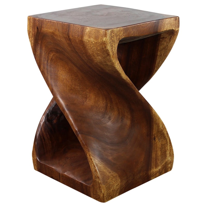 Haussmann® Wood Twist End Table 15 x 15 x 23 inch High Walnut Oil - 15" x 15" x 23"