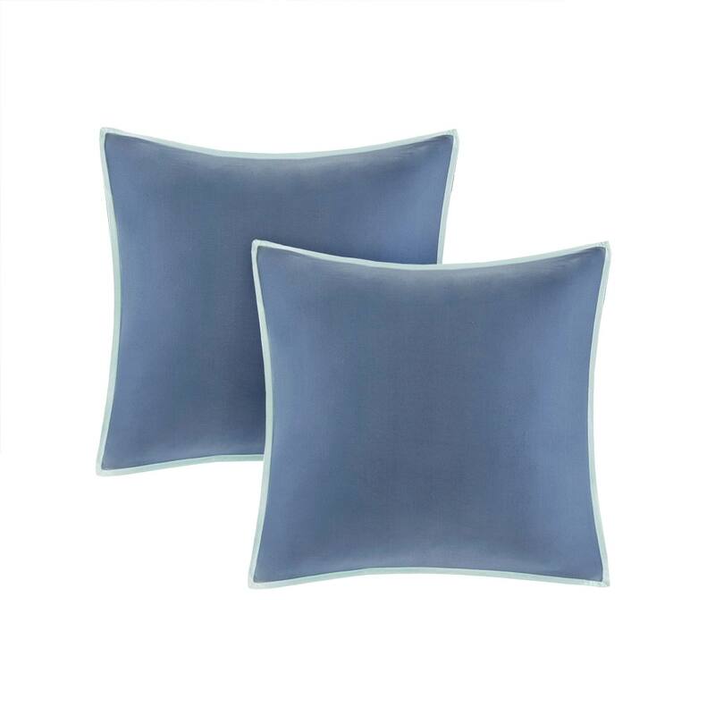 8 Piece Cotton Floral Printed Reversible Comforter Set Blue Queen