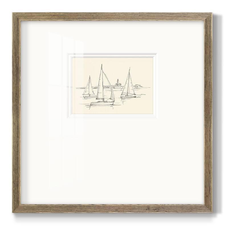 Coastal Contour Sketch IIPremium Framed Print - 16x16 - Walnut