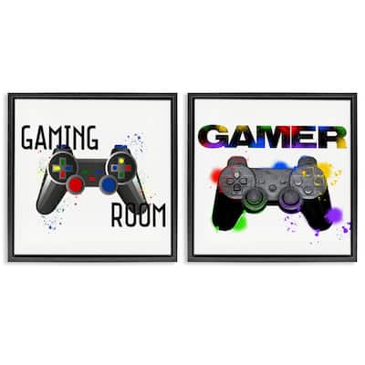 Stupell Retro Gaming Room Control Framed Floater Canvas Wall Art Design By Kim Allen, Marcus Prime (Set of 2)