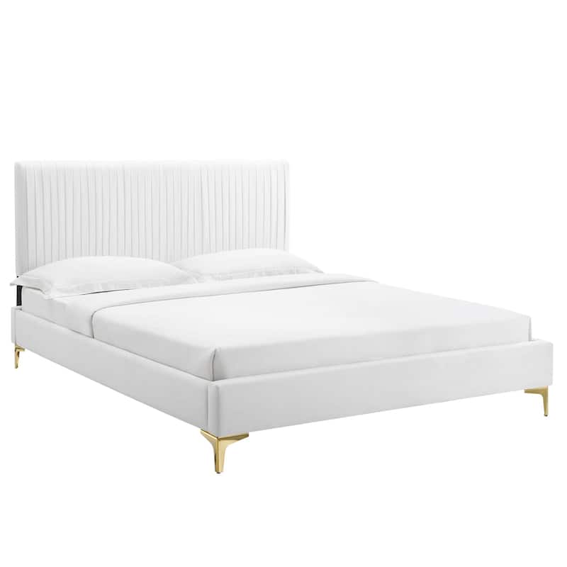 Peyton Performance Velvet Full Platform Bed - White