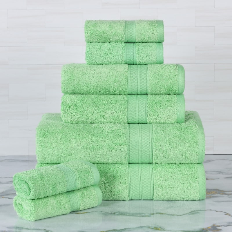 Superior 8 Piece Towel Set (2 Piece Bath Towel and 6 Piece Hand Towel), Rayon From Bamboo and Cotton