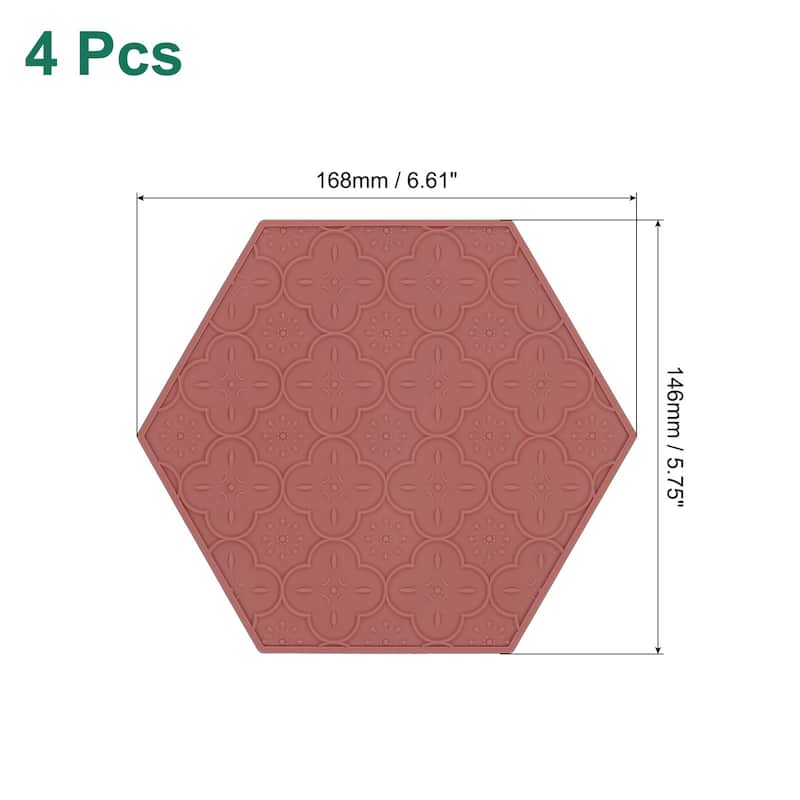 Coasters for Drinks, 4 PCS Modern Hexagon Heat-resistant Silicone Mat