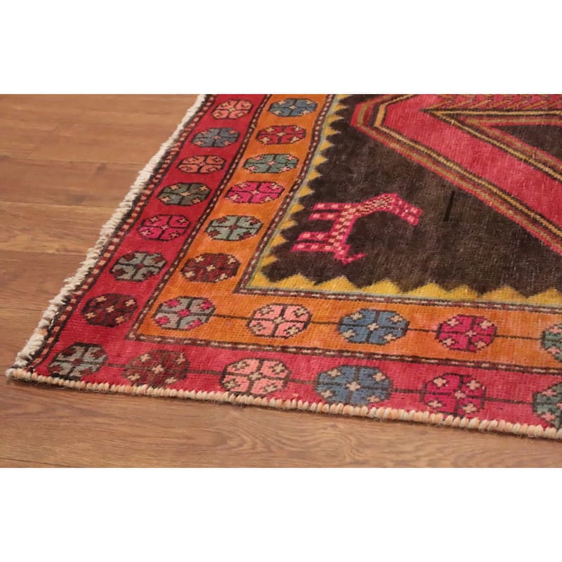Hand Knotted Oriental 100% Wool Carpet Traditional Tribal Brown Ardebil Runner Rug - 9' 5'' X 3' 10''