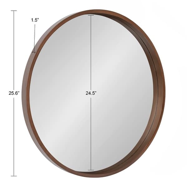 dimension image slide 2 of 16, Kate and Laurel Travis Round Wood Accent Wall Mirror