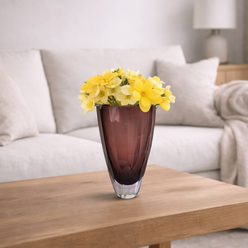 Plum 11" Minimalist Heavy Glass Cylinder Vase for Modern Home Decor