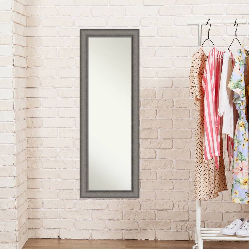 Burnished Concrete Non-Beveled Wood Framed Full-Length On the Door Mirror - Burnished Concrete - Glass Size 14x48