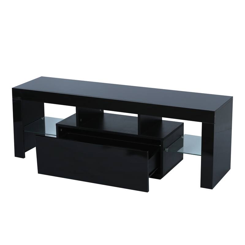 Morden TV Stand With LED Lights And Drawer