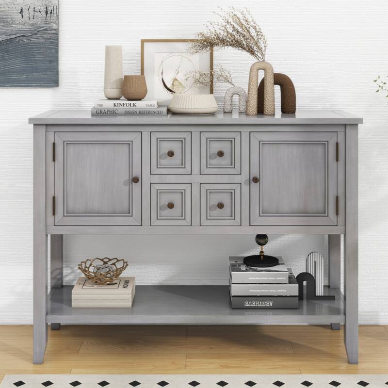 Cambridge Series Ample Storage Vintage Console Table with Four Small Drawers and Bottom Shelf