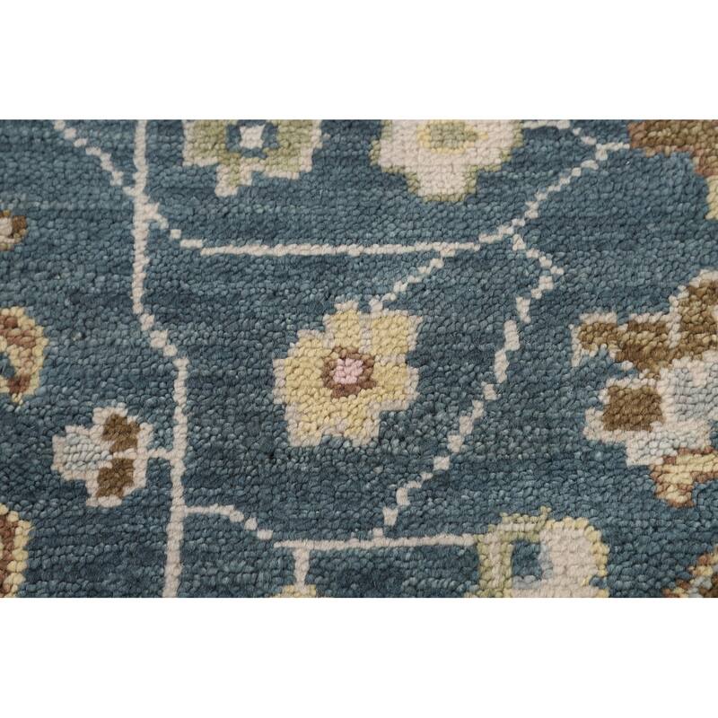 Geometric Heriz Serapi Indian Area Rug Handmade Blue Wool Carpet - 8'11" x 11'10"
