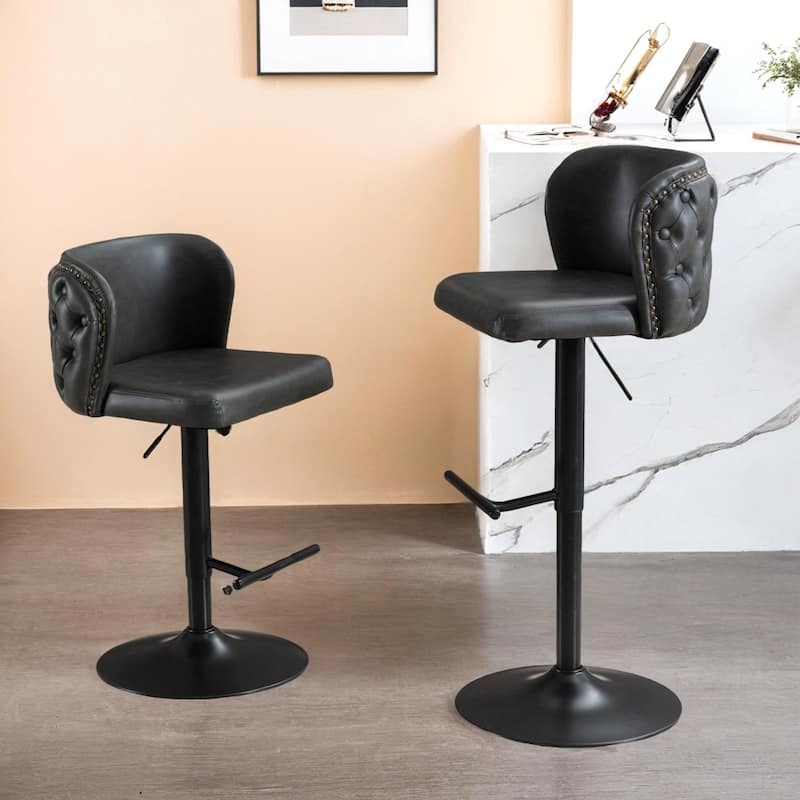 Modern PU Upholstered Bar Stools with the whole Back Tufted, for Home Pub and Kitchen Island