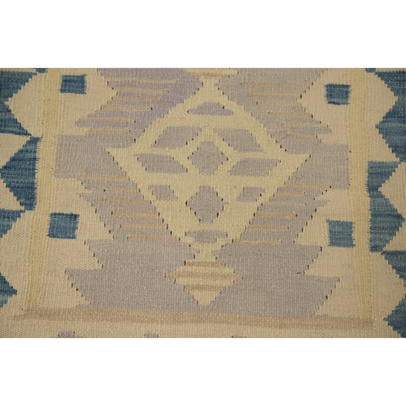 Hand Woven Oriental 100% Wool Carpet Southwestern Tribal Purples Kilim Area Rug - 4' 0'' X 2' 0''