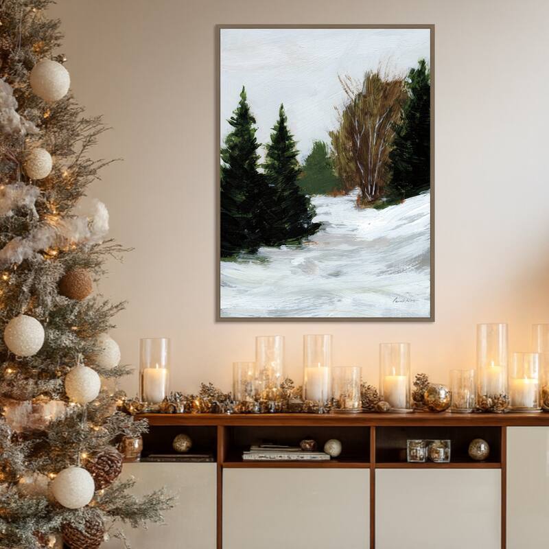 Winter on Grand Mesa by Pamela Munger Framed Canvas Wall Art Print - Sylvie Dark Gold