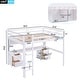 preview thumbnail 5 of 14, Full Size White Loft Bed with Desk, Storage, and Charging Station
