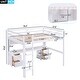 preview thumbnail 4 of 14, White Full Size Loft Bed Solid Pine Wood Bed Frame w/ Desk 4 Cabinets, 4 Drawers, Bedside Tray & Charging Station for Kids Teens