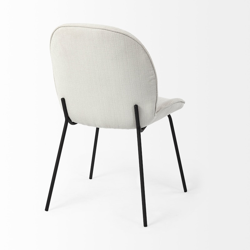 Inala White Upholstered Seat w/ Black Iron Frame Dining Chair (Set of 2) - 21.2"W x 25.5"D x 34.2"H