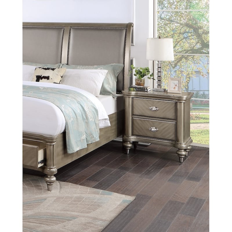 1pc Nightstand Storage Space Bedside Table