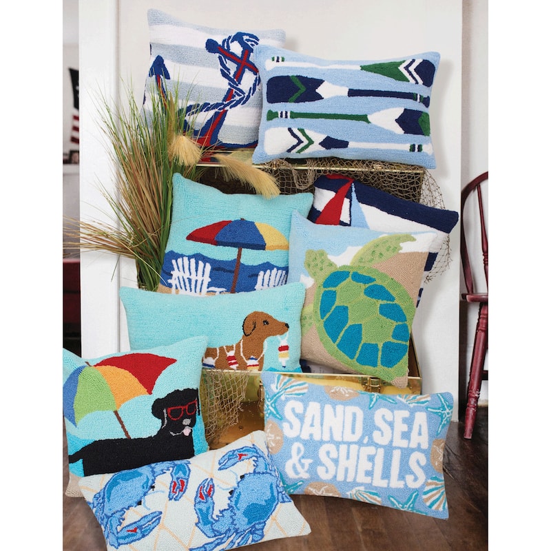 Ocean Dog Hooked Throw Pillow