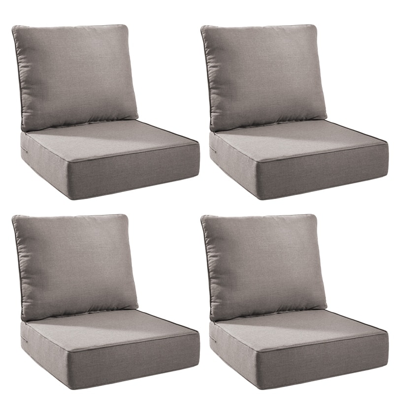 Pocassy 24"x24"x6" Thick Cushions Indoor/Outdoor Deep Seat Cushion - Grey - 4 Set Cushion