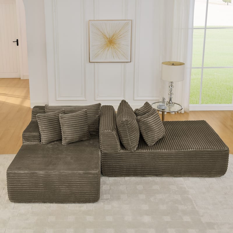 Lazy Couch Chaise Lounge No Frame Loveseat Sofa with Sponge Filling
