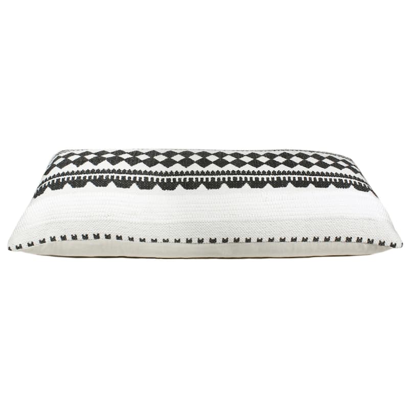 HomeRoots 14" X 36" Black And White 100% Cotton Geometric Zippered Pillow
