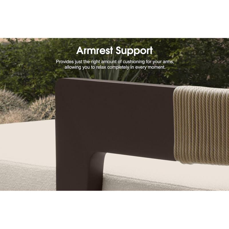 PURPLE LEAF Modern Aluminum Sectional Sofa with 7.87" Cushions for Yard Porch Deck Outdoor Conversation Sets