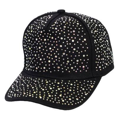 Womens Jeweled Rhinestone Studded Hat - Crystal Gem Bling Baseball Cap