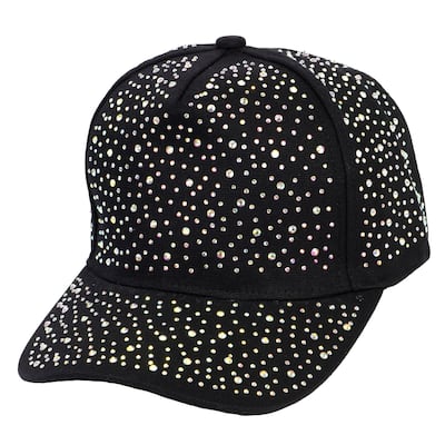 Womens Jeweled Rhinestone Studded Hat - Crystal Gem Bling Baseball Cap