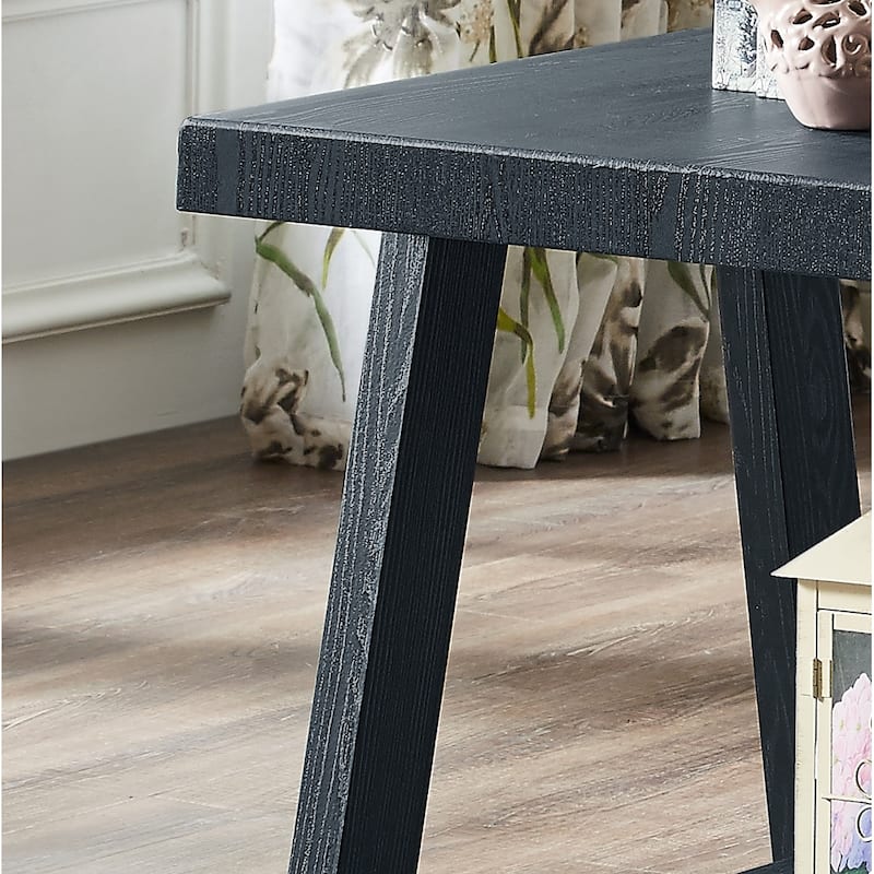 Athens Contemporary Replicated Wood Shelf End Table in Charcoal Finish