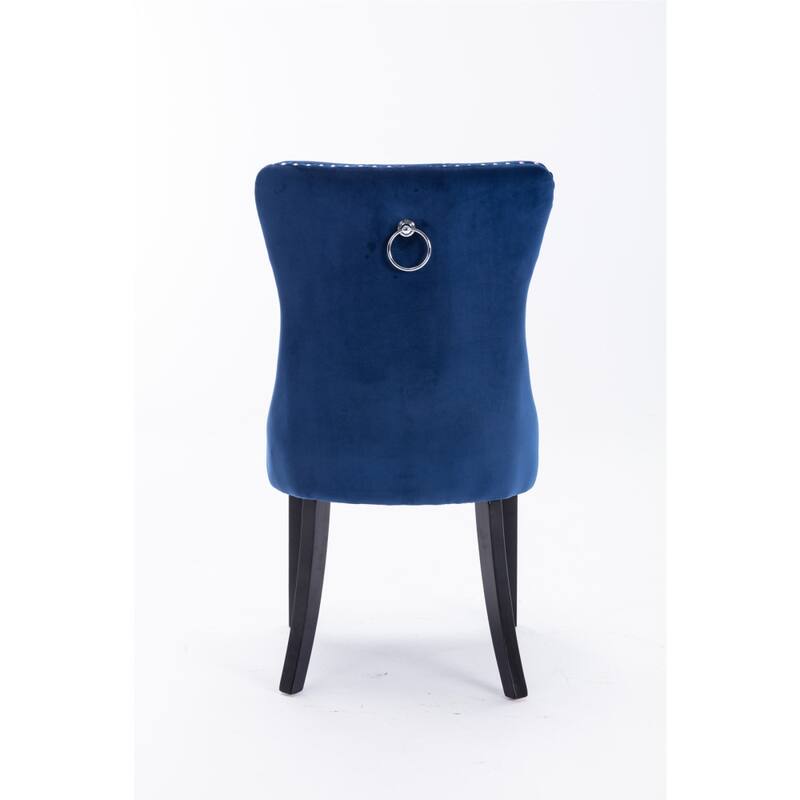 Tufted Velvet Upholstered Dining Chair with Wood Legs Set of 2