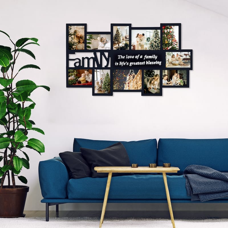 Black Decorative Wood 'Family' Collage Wall Hanging Photo Frame