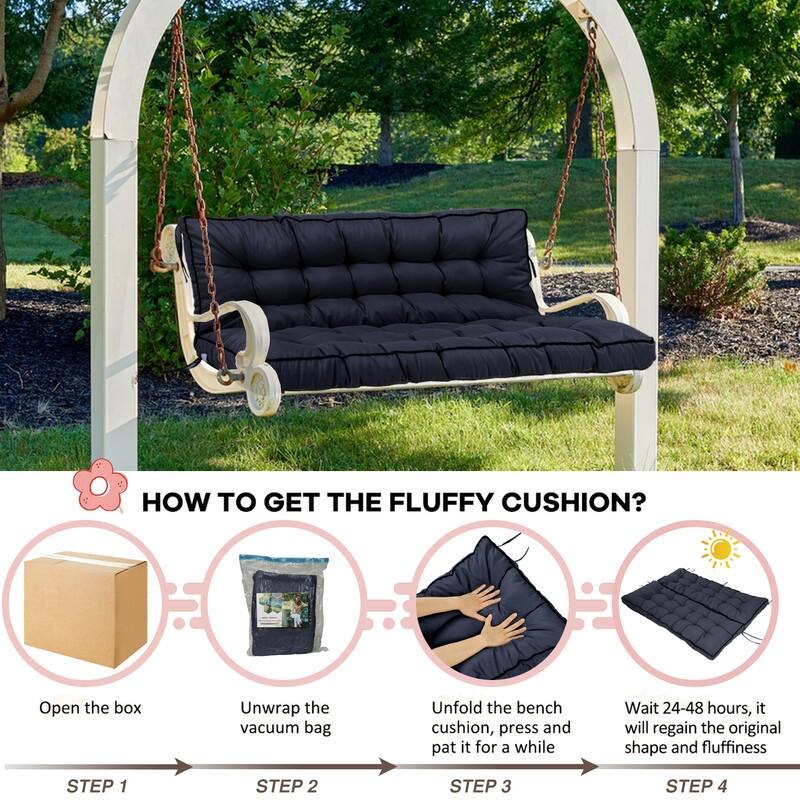 Porch Swing Replacement Cushion, 55in Outdoor Bench Cushions with Backrest Thicken 4"
