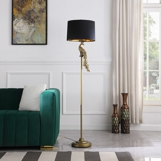 Modern Elegant Gold Peacock Pedestal Polyresin Floor Lamp - Bed Bath ...