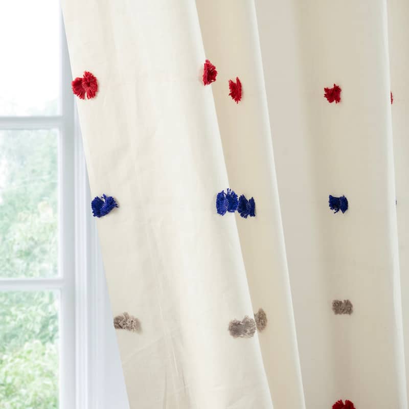 Exclusive Fabrics Geometric Cotton Craft Rod Pocket Sheer Curtains For Bedroom & Living Room Curtains Pair (2 Panels)