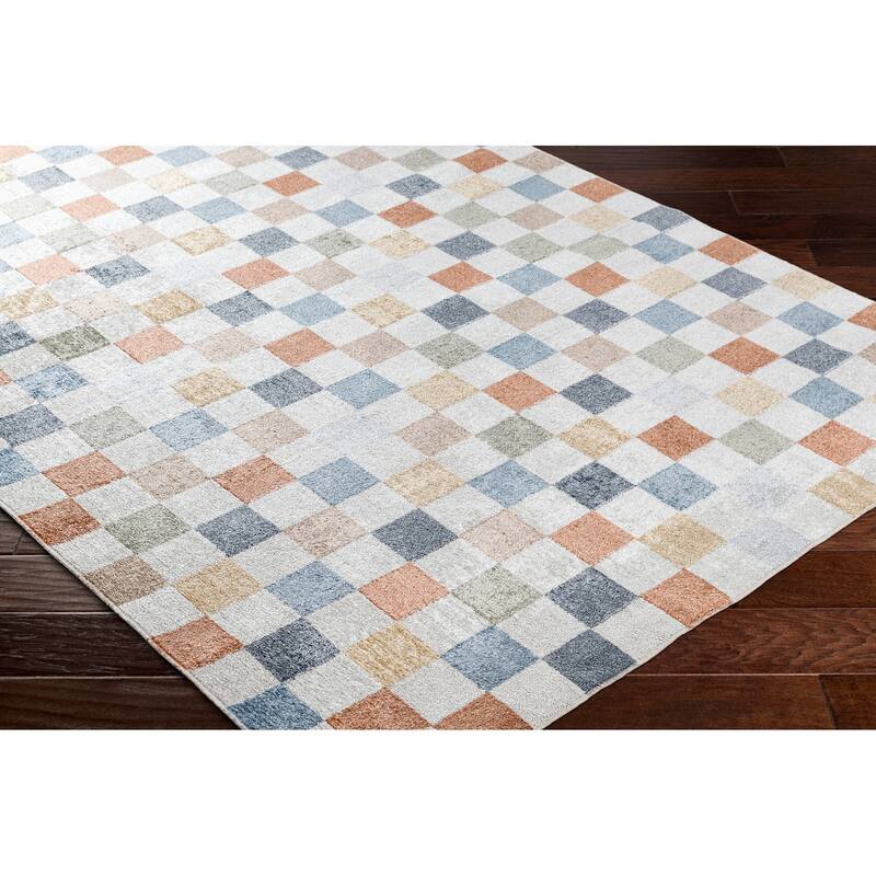 Livabliss Lillian Machine Washable Checkered Area Rug