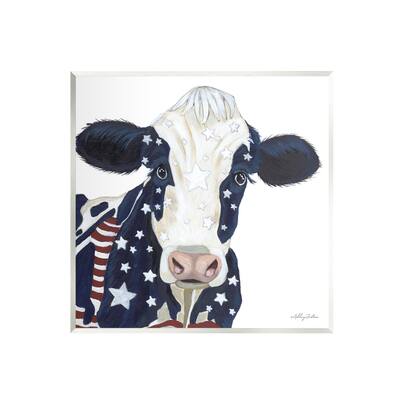 Stupell Industries Country Americana Cow Flag Pattern Wall Plaque Art by Ashley Justice