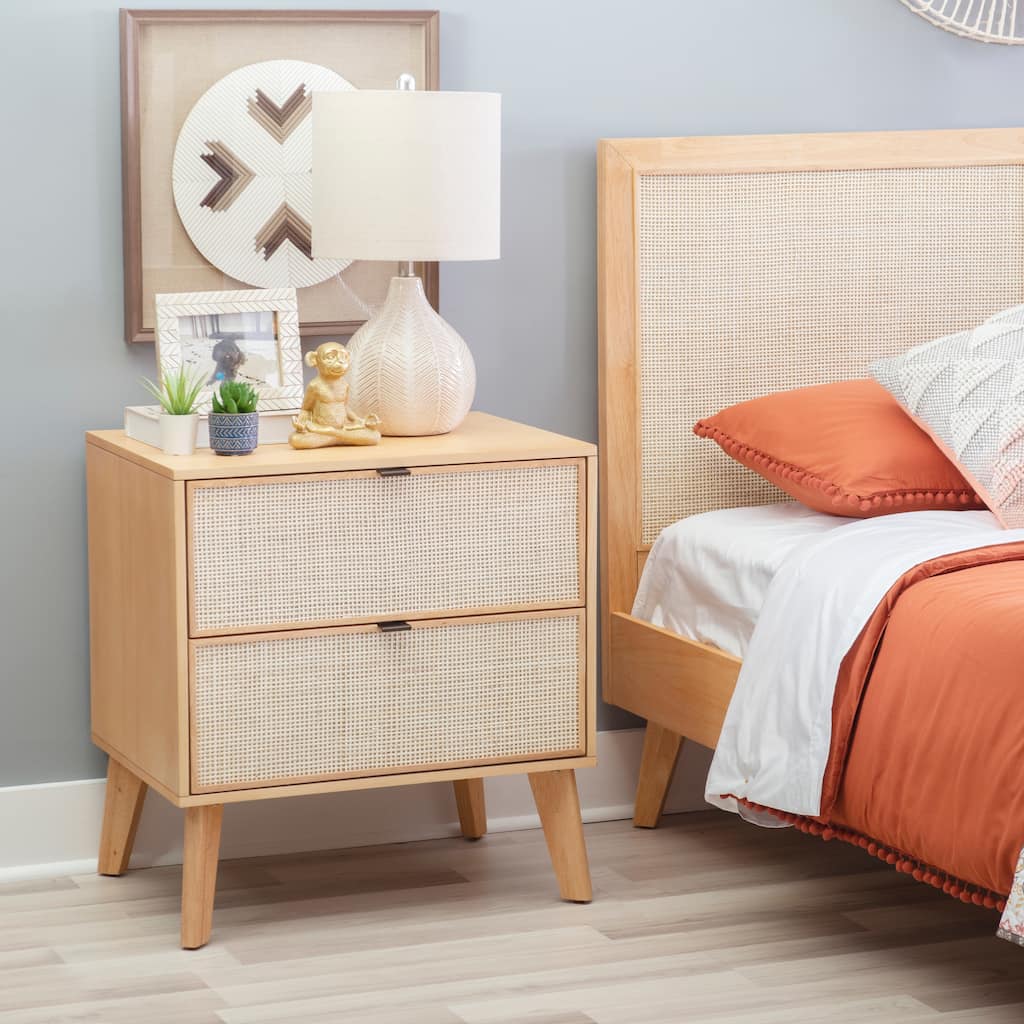 Adelphi Wooden/Cane Mid-Century Nightstand