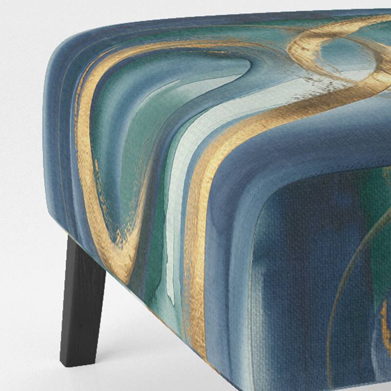 Designart "Mettalic Indigo And Gold II" Upholstered Abstract Accent Chair - Glam Arm Chair For Living Room