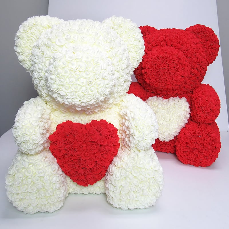 XL Forever Rose Bear Flower Teddy Bear Heart 25" with Gift Box for Valentines Day, Anniversary, Birthday, Gift for Her