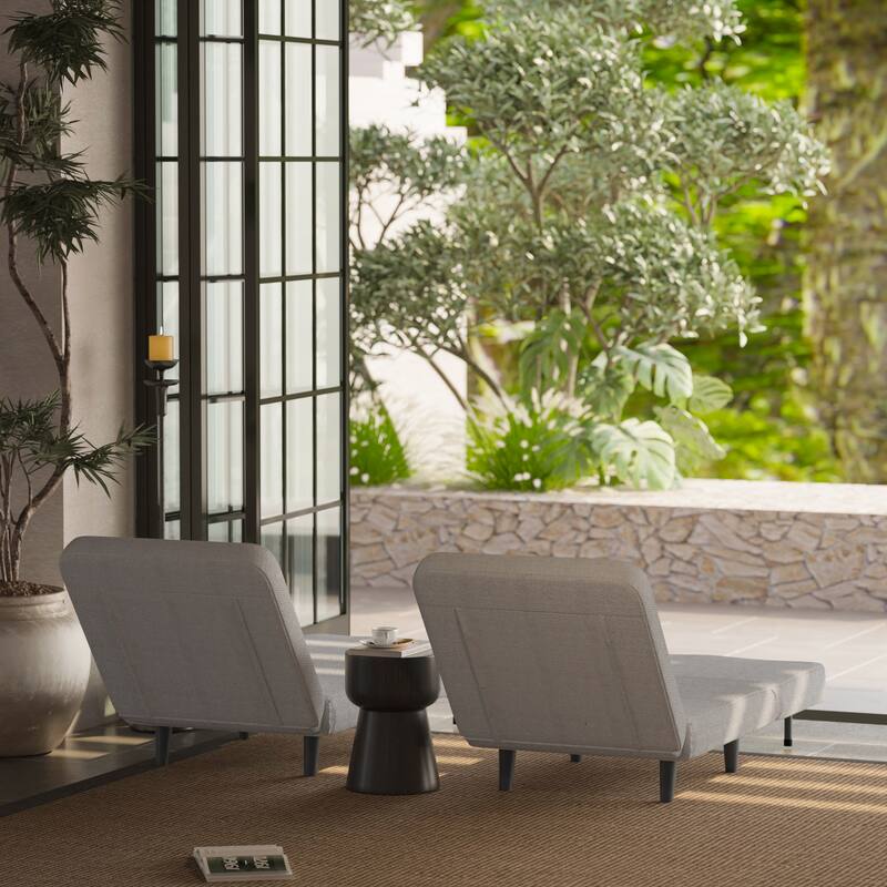 Beige Convertible Chair Bed Accent Chair Foldable Linen Chaise Lounge Sofa Bed with Adjustable Backrest